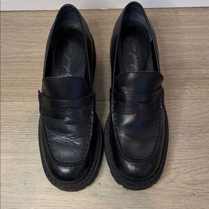 Free People Black Leather Penny Loafers